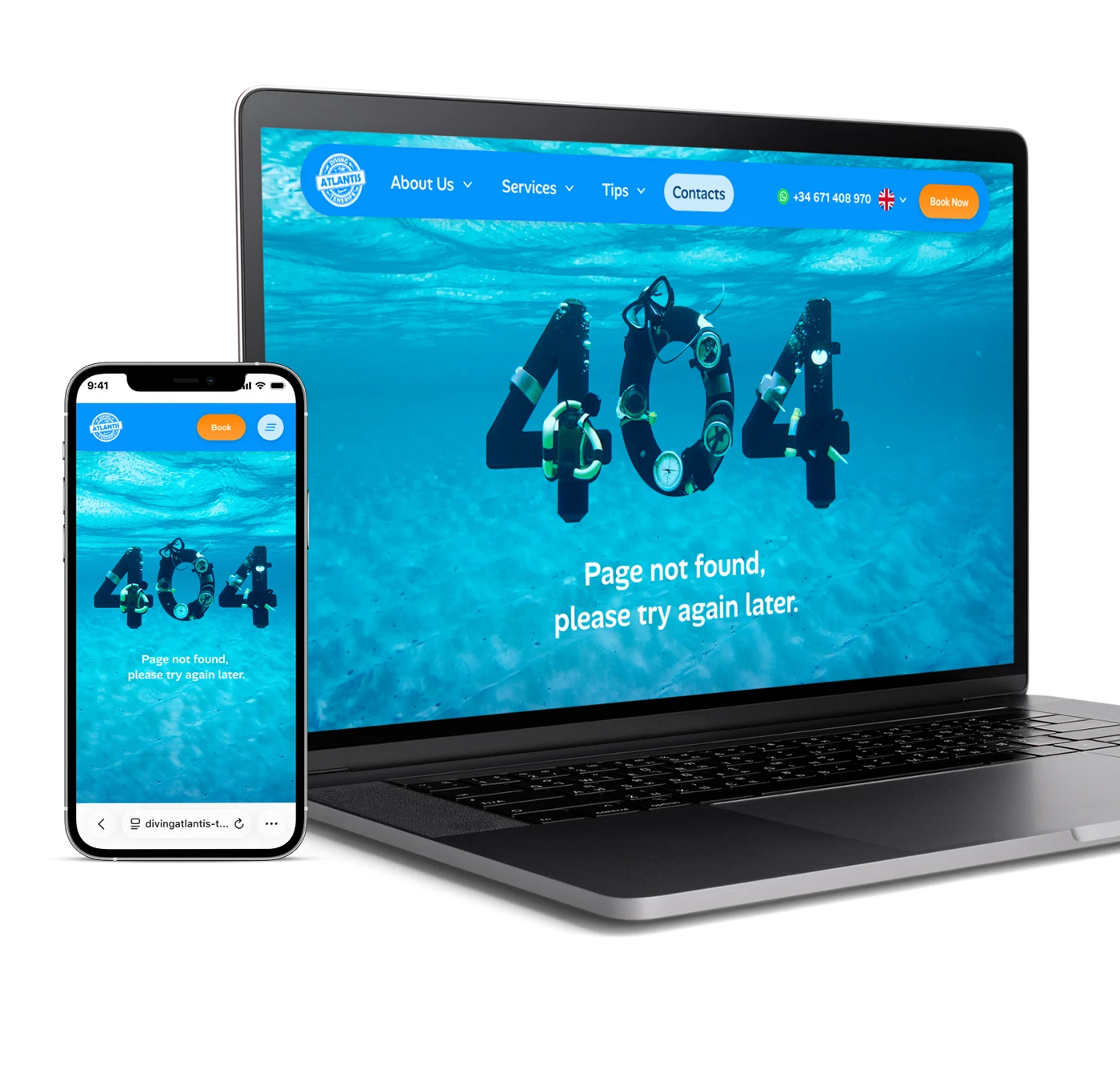 UI/UX дизайн сайта дайвинг-клуба Diving Atlantis Tenerife