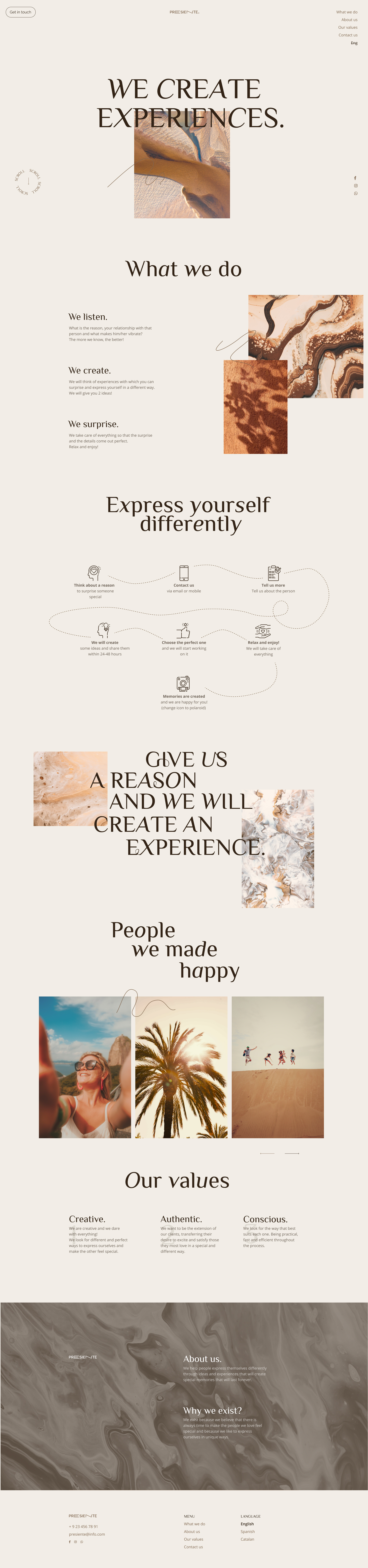 Сайт агентства впечатлений Prezent-lte «We Create Experiences»